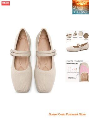 Woven Knit Foldable Ballet Flats Mary Jane Slip On Travel Shoes